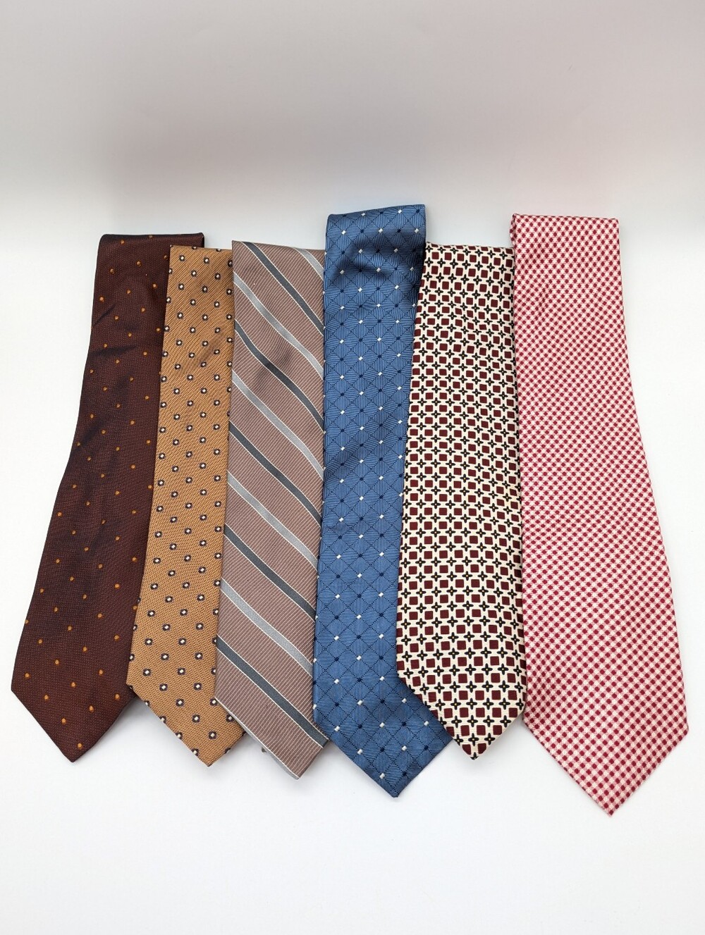 Nautica Brown Red Blue Men's Silk Ties Bundle Of 6